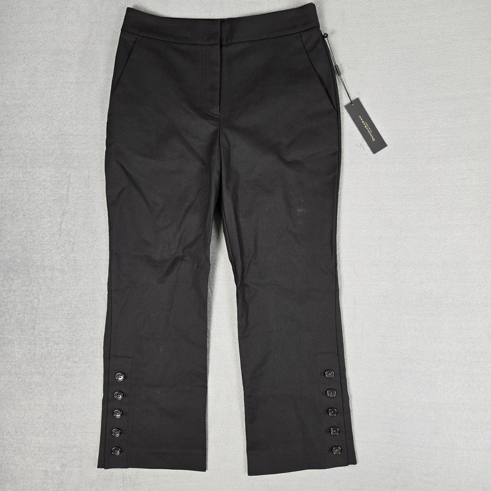 Donna‎ Karan New York Pants Womens 4 Black High-Rise Bootcut Ankle Button NWT